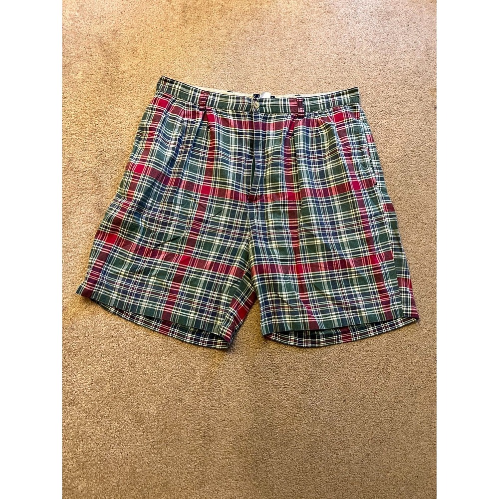 Tommy Hilfiger Madras Shorts Mens 34W Multicolor Plaid Regular Comfort Waistband
